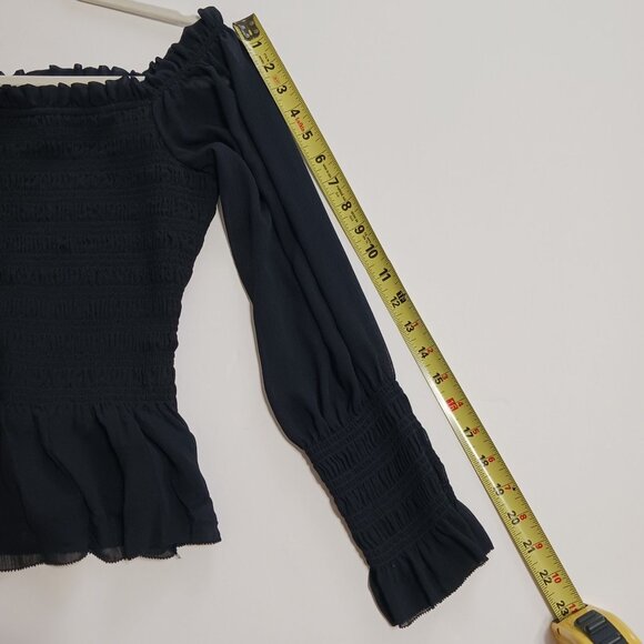 Torrid Black Crinkle Chiffon Off Shoulder Smocked Crop Top 1X - Picture 12 of 12